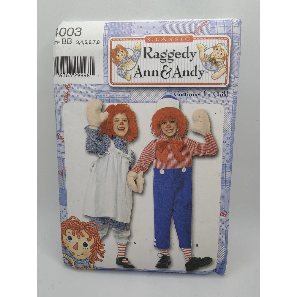 Raggedy Ann and Andy Kids Costume Pattern Vintage Girls Boys
